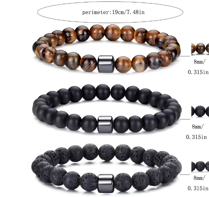 8mm Tiger eye Abrazine Stone Lave stone