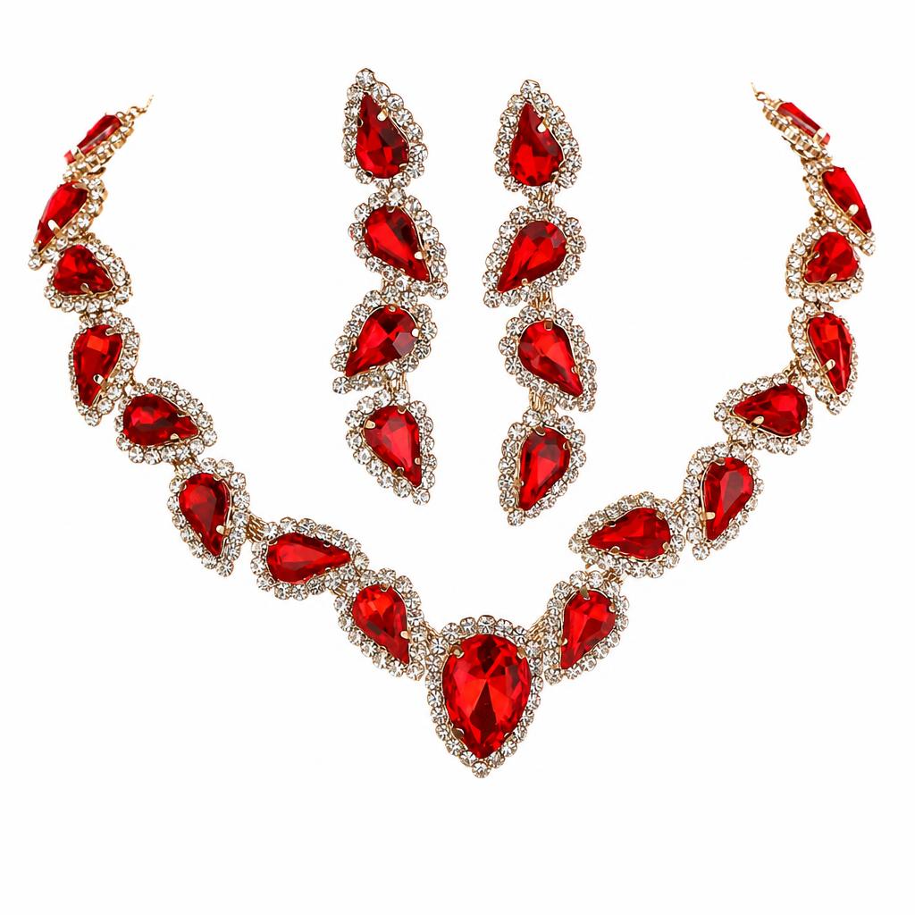 Jxjl21375-red crystal two-piece set