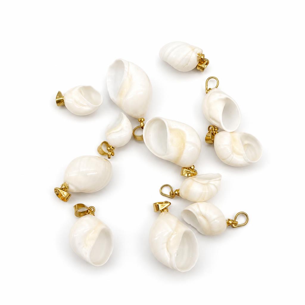 White jade snail-golden buckle