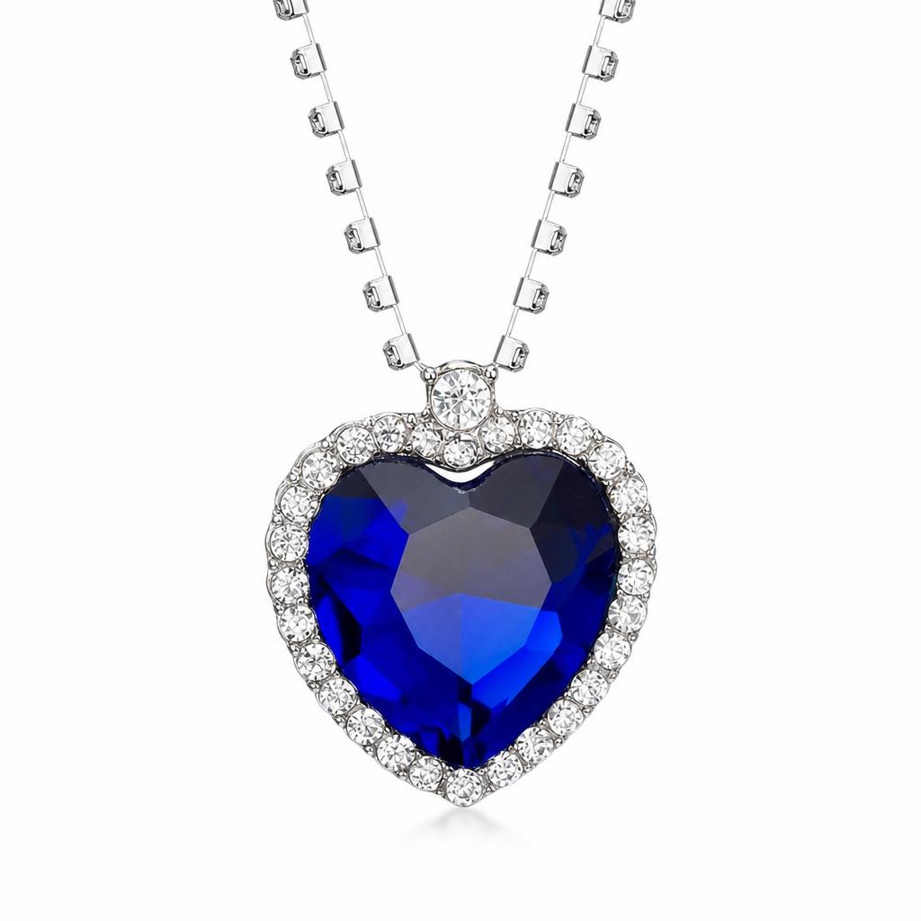 Large 3.5*4 sapphire blue necklace 002