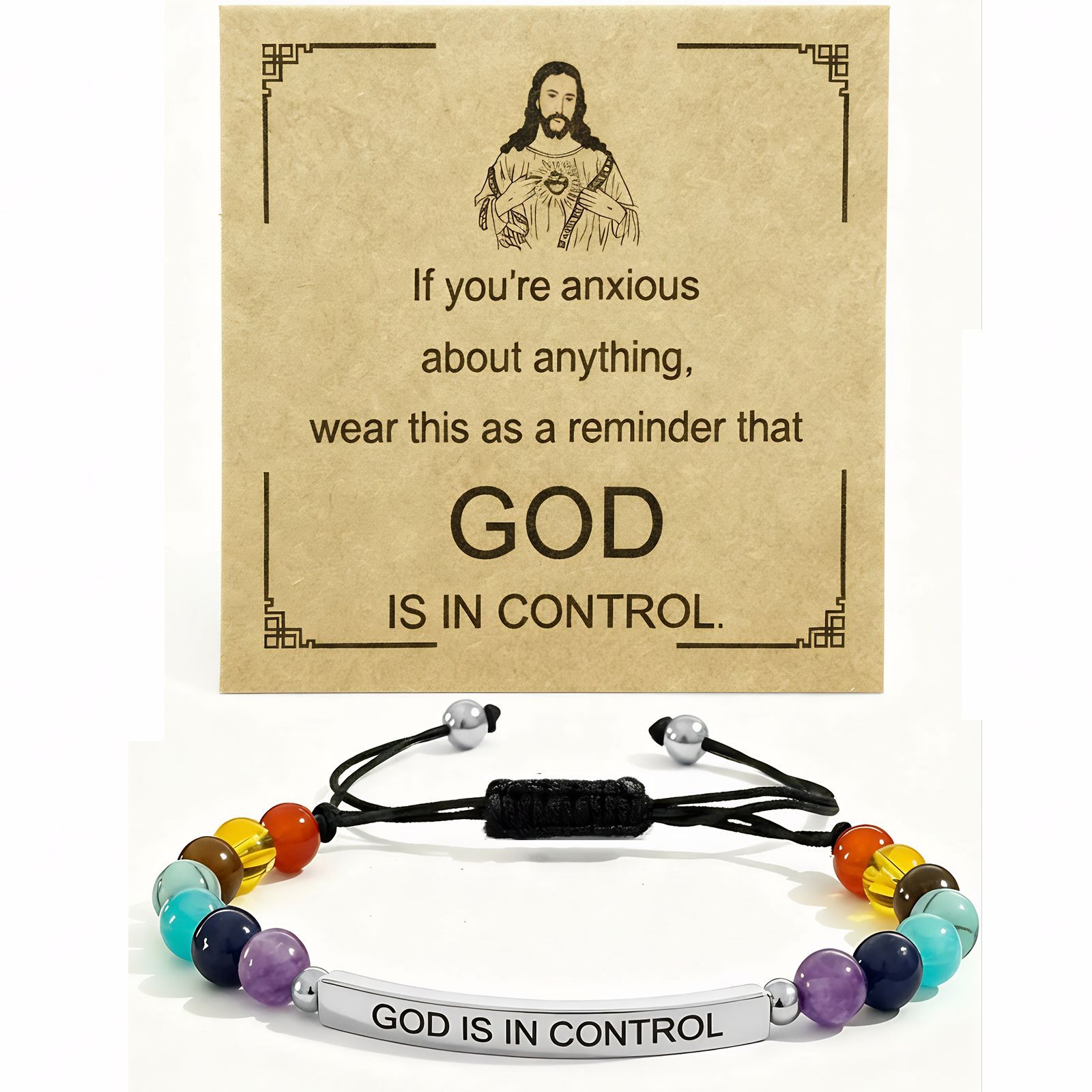 God elbow colorful stone bracelet silver