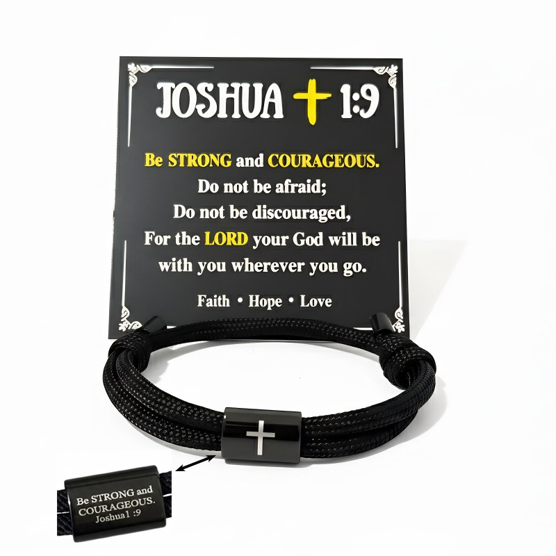 Cross paracord bracelet - black, style b (includes card)