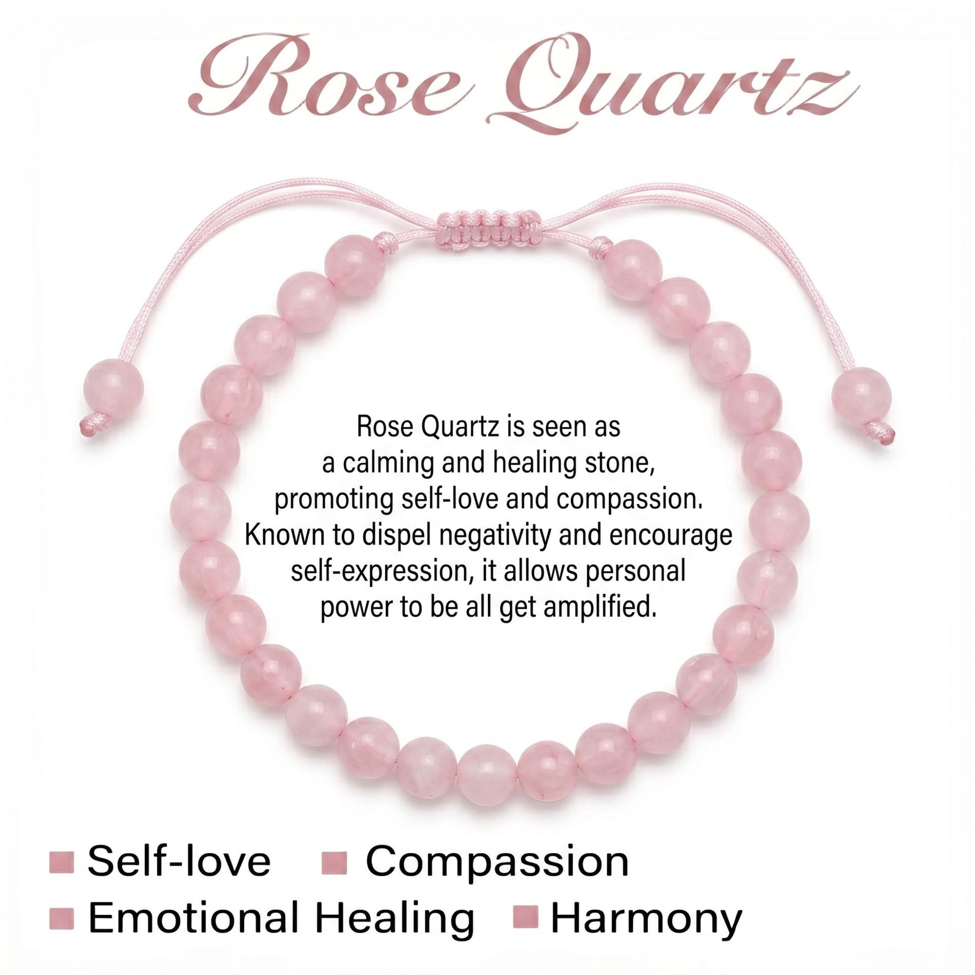 Rose quartz beaded bracelet