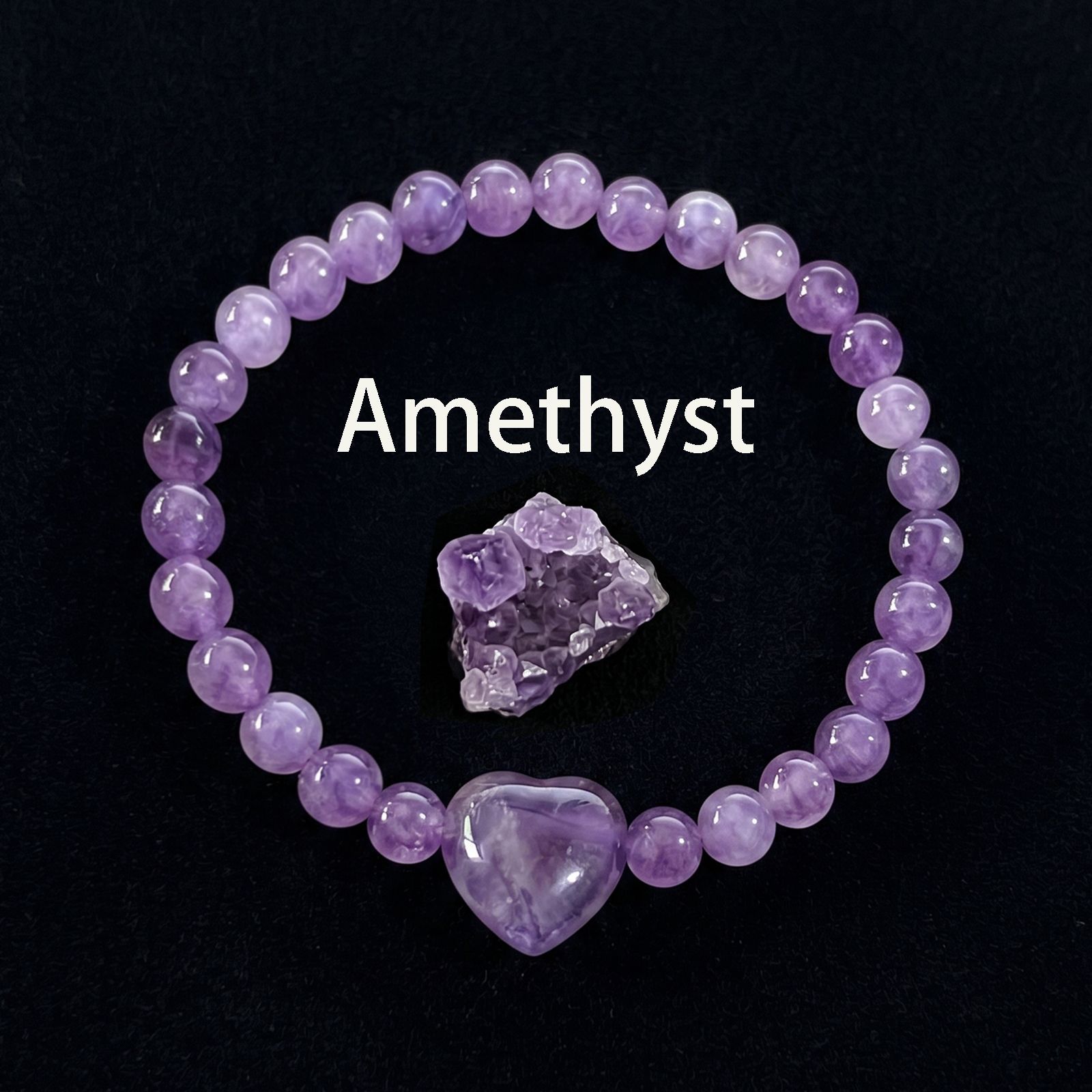 Love pendant amethyst bracelet
