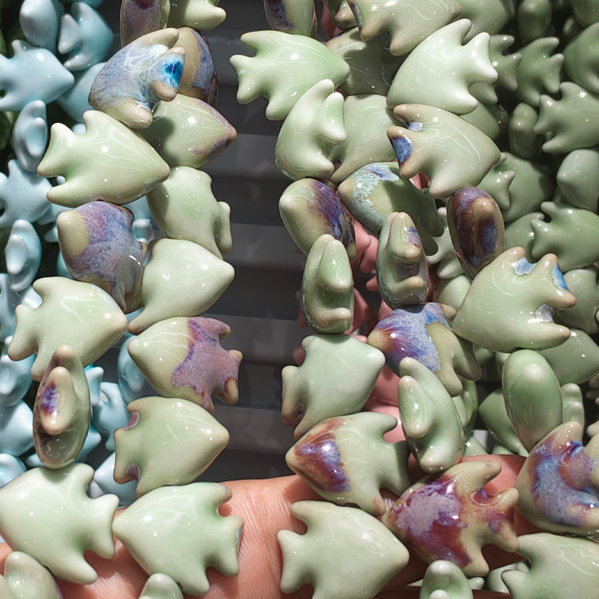 The kiln turns light green