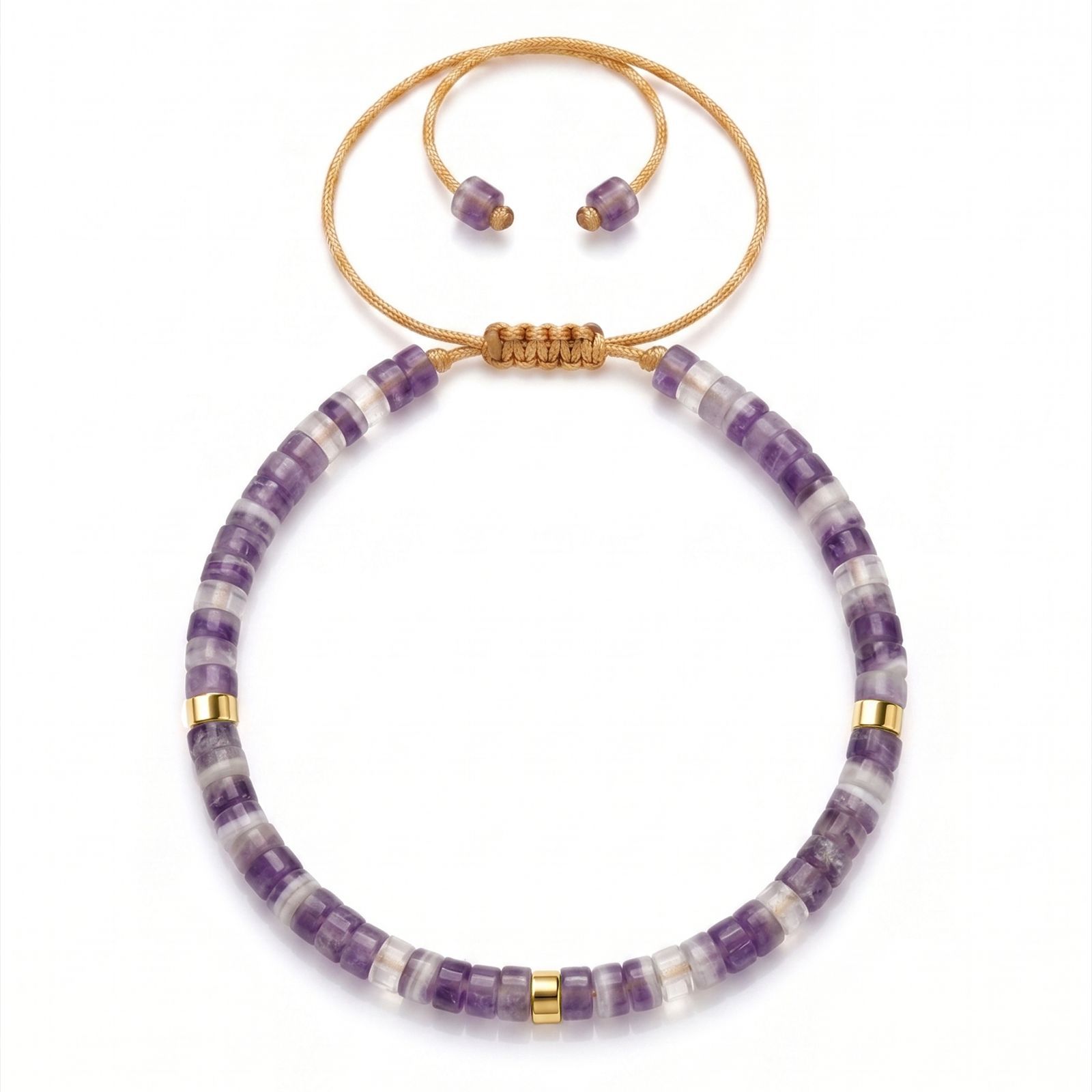 Natural stone amethyst beaded bracelet