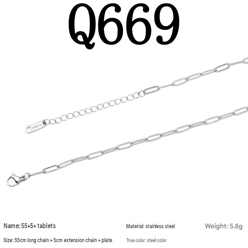 Q669/55 5piece necklace/steel color