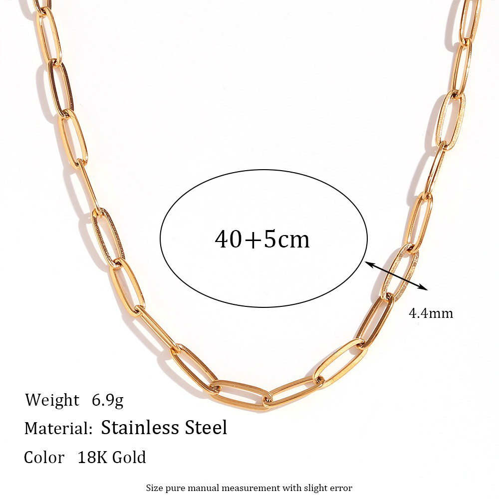4.4mm paper clip chain-gold necklace -40cm  5cm