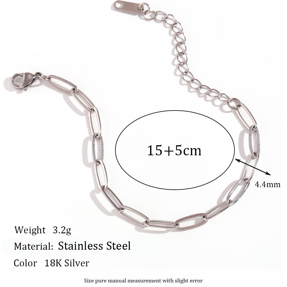 4.4mm paper clip chain-steel color bracelet -15cm  5cm