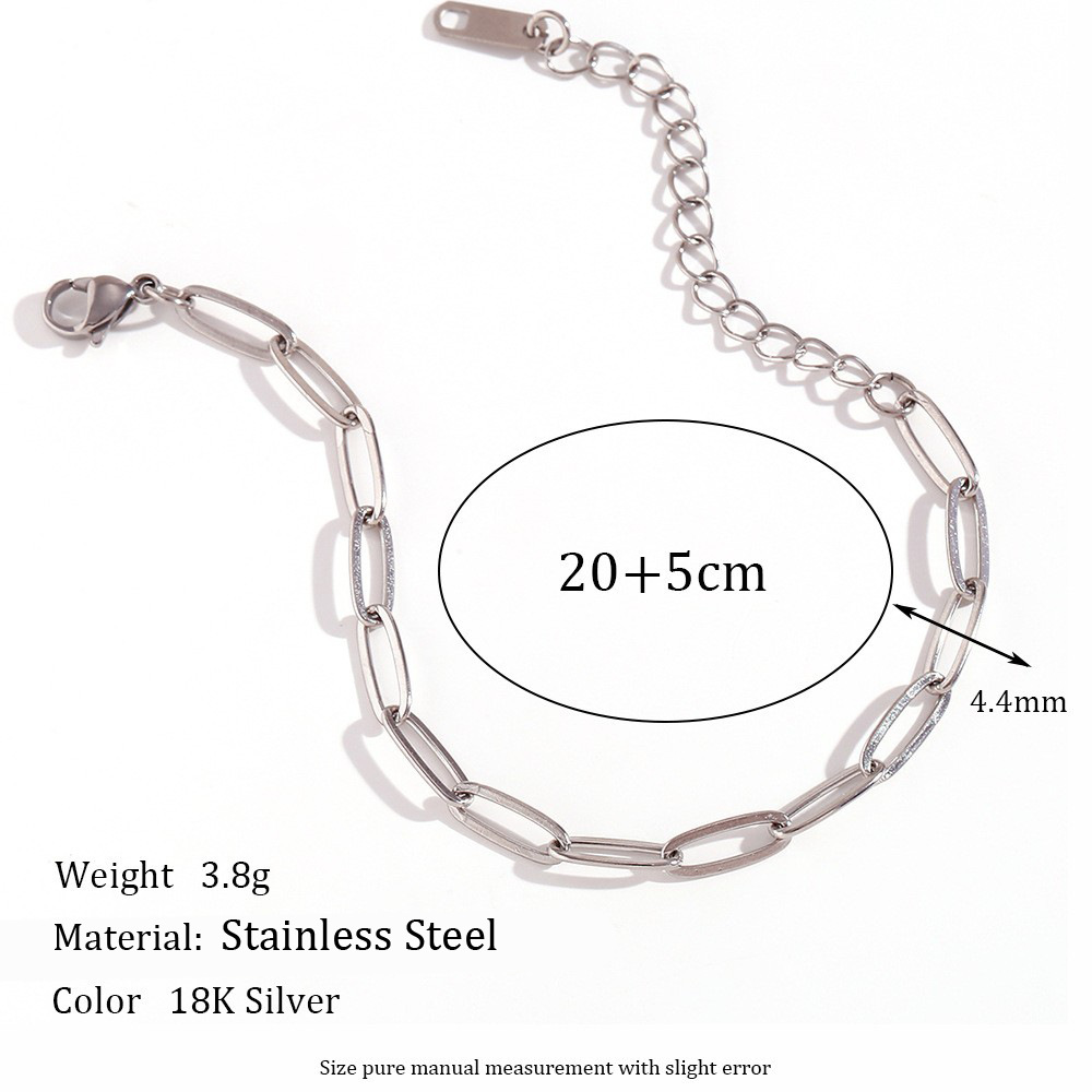 4.4mm paper clip chain-steel color anklet -20cm  5cm