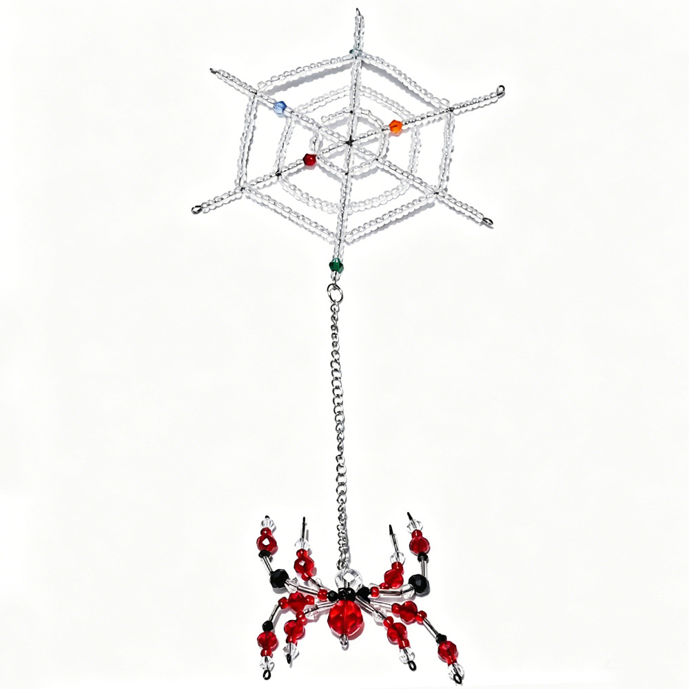 Colorful spider web + black and white red spider
