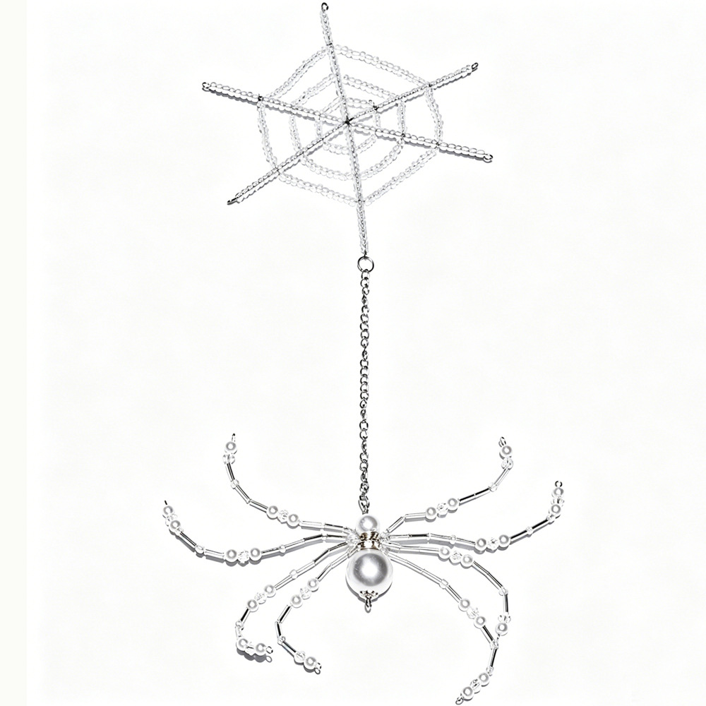 White spider web + large pearl white spider