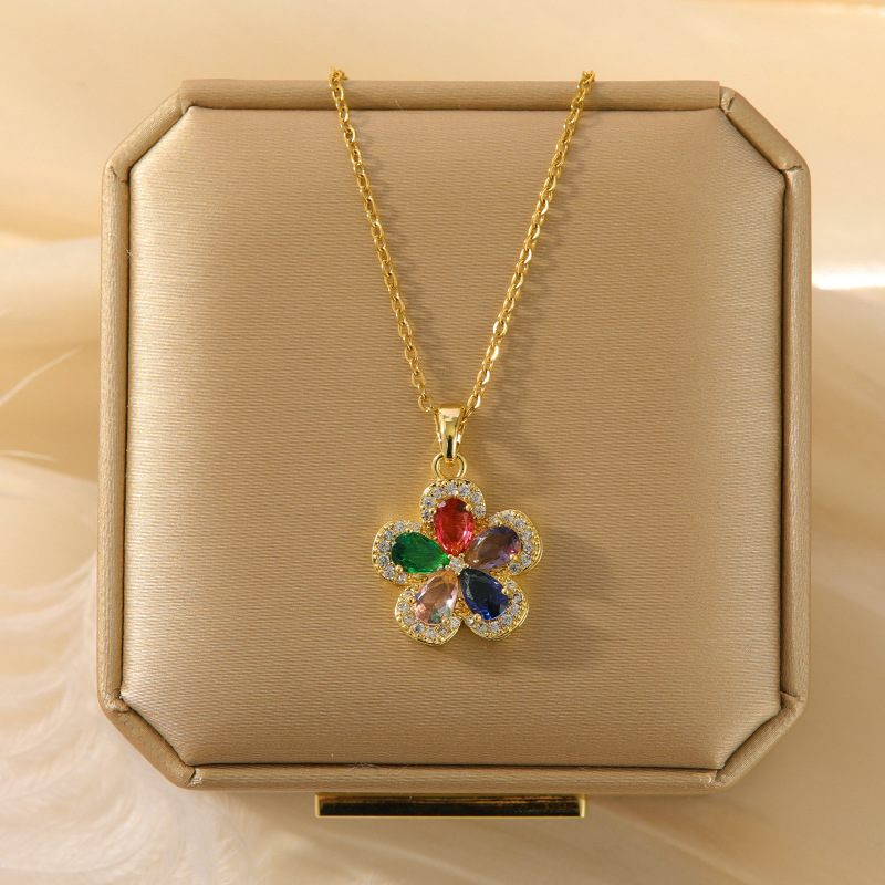 X5260#Bright rainbow flower-gold