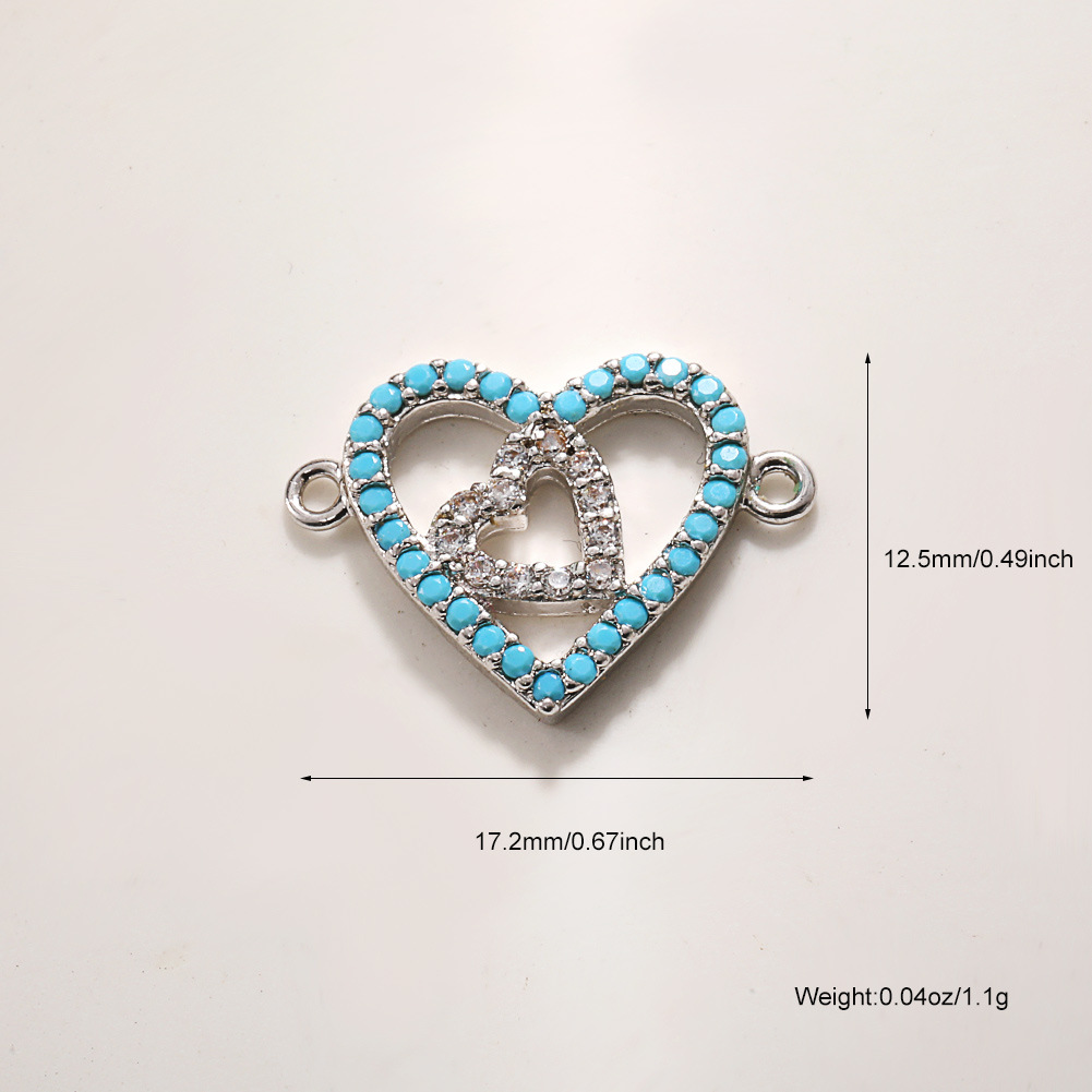 A983 platinum blue and white zircon double hanging heart