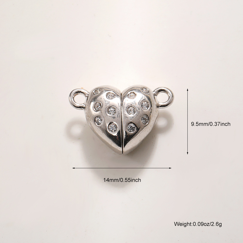 A987 platinum zircon magnetic detachable double hanging heart