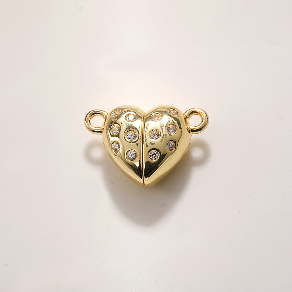 A988 golden zircon magnetic detachable double hanging hearts