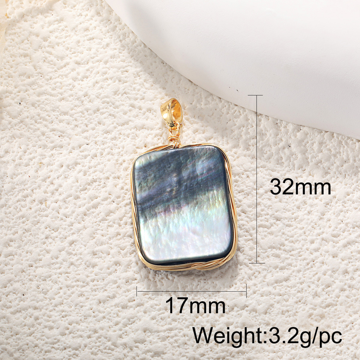 A0360 wire-wound rectangular abalone shell