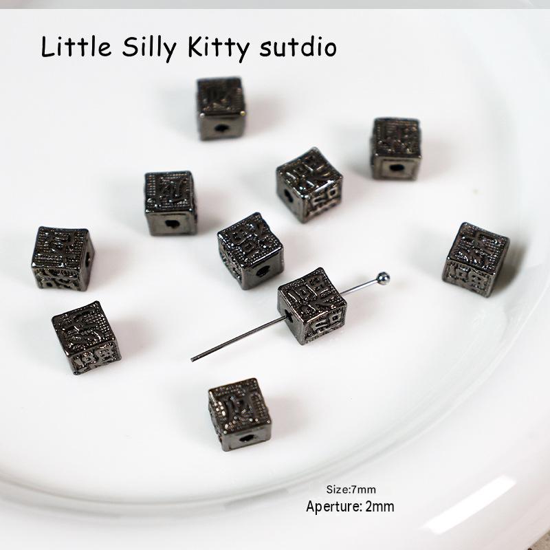 3pcs square beads with gun black blessing characters