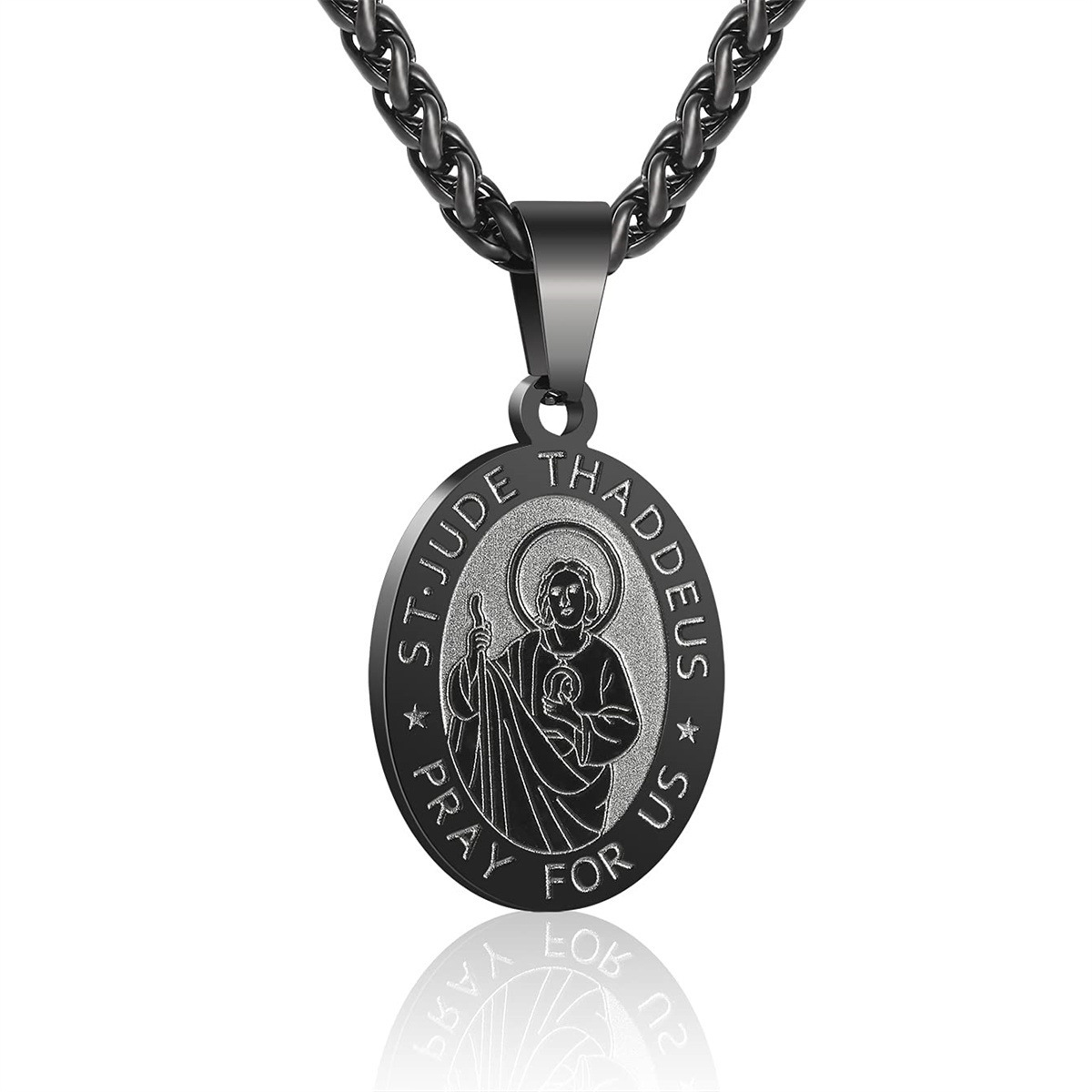 Saint jude black necklace