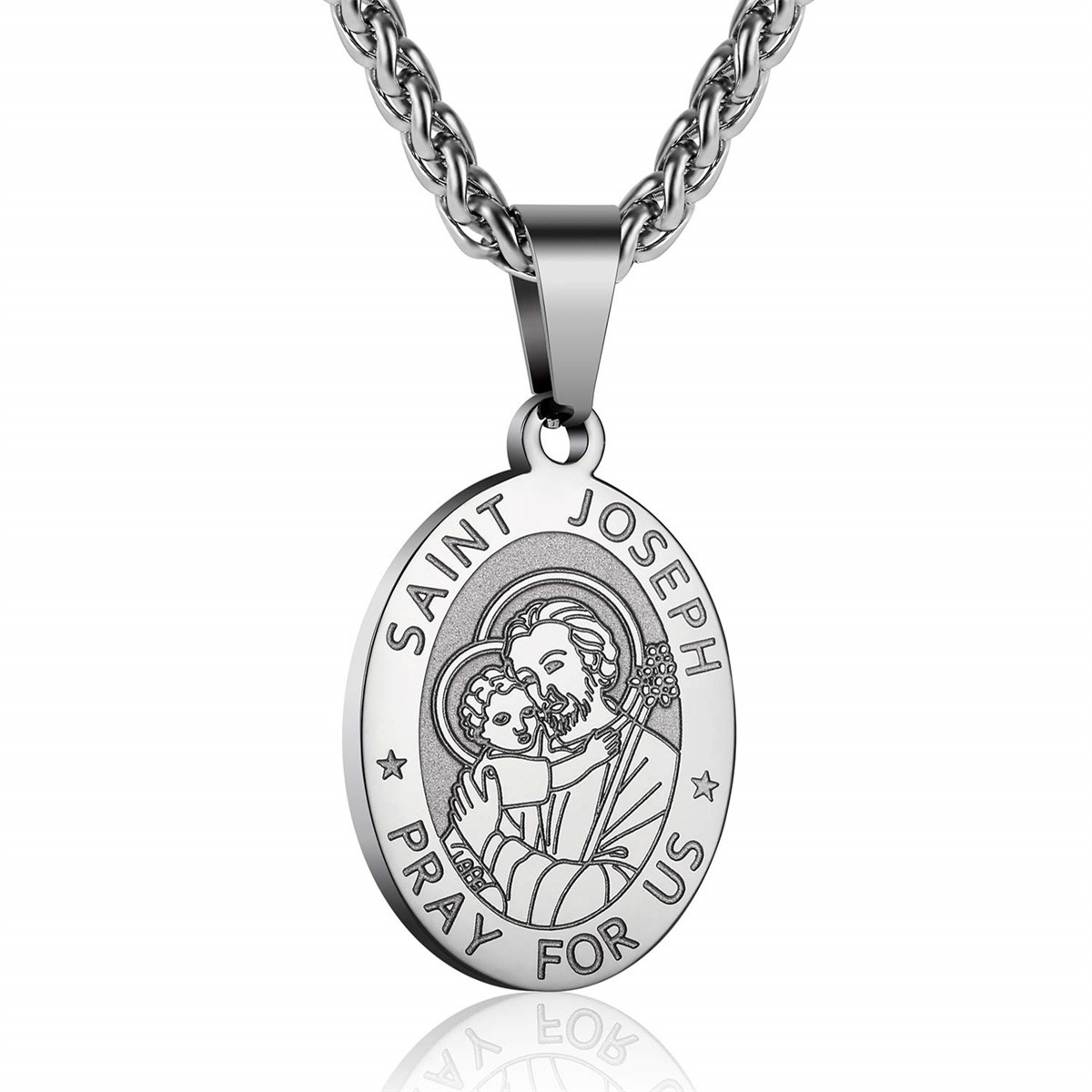 Saint joseph silver necklace