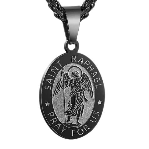 Saint raphael black necklace