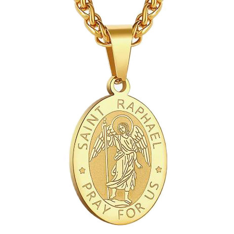 Saint raphael gold necklace