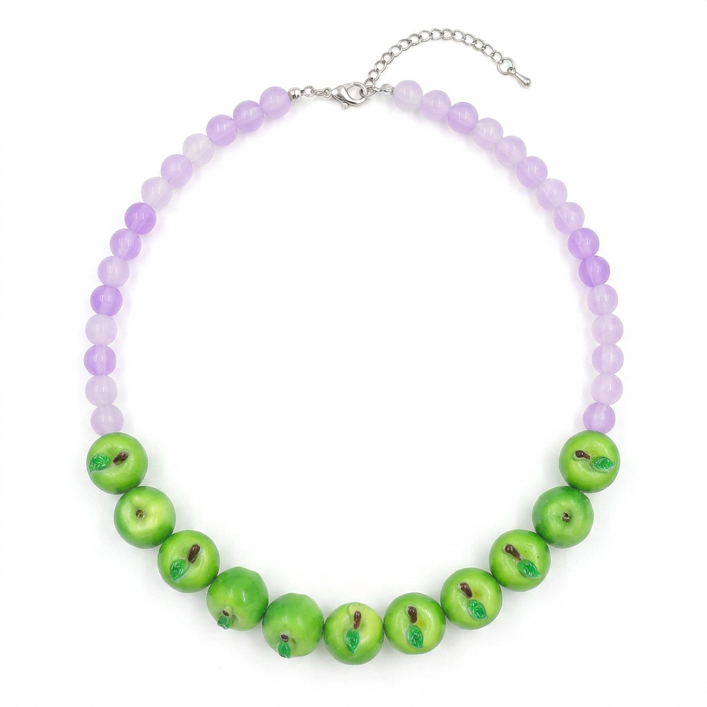 Green apple necklace  40cm