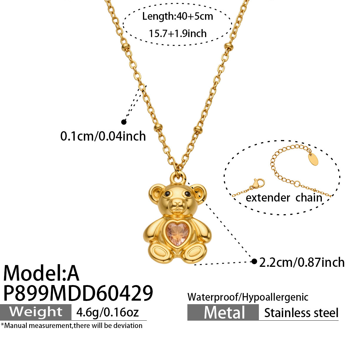 P899-a gold necklace 40+5cm