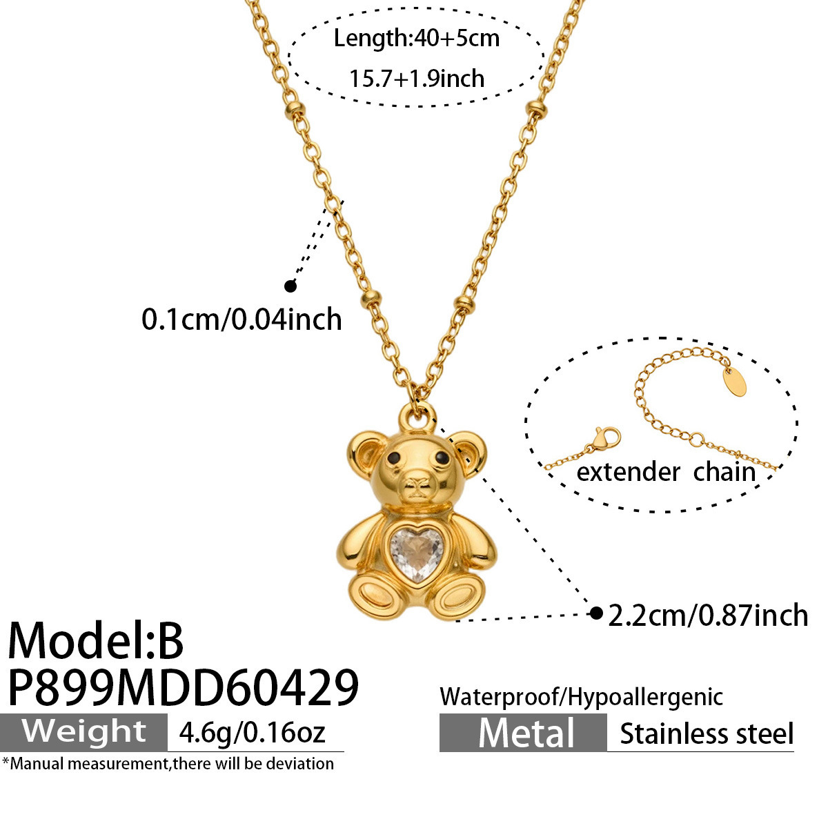 P899-b gold necklace 40+5cm