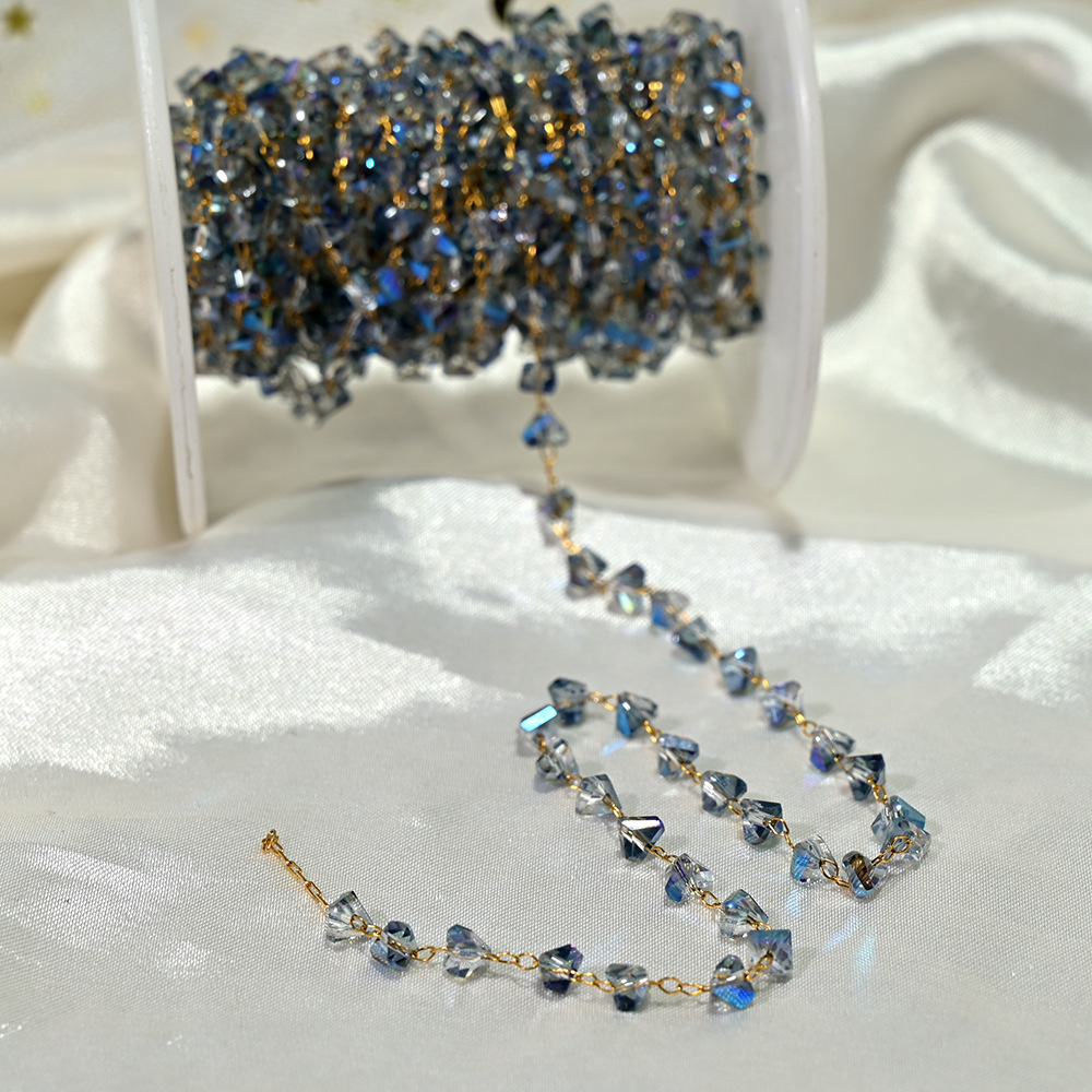 Lt034-gold chain semi-transparent blue