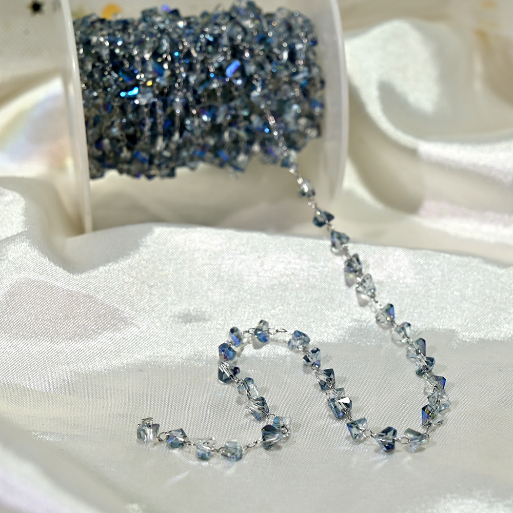 Lt035-silver chain translucent blue