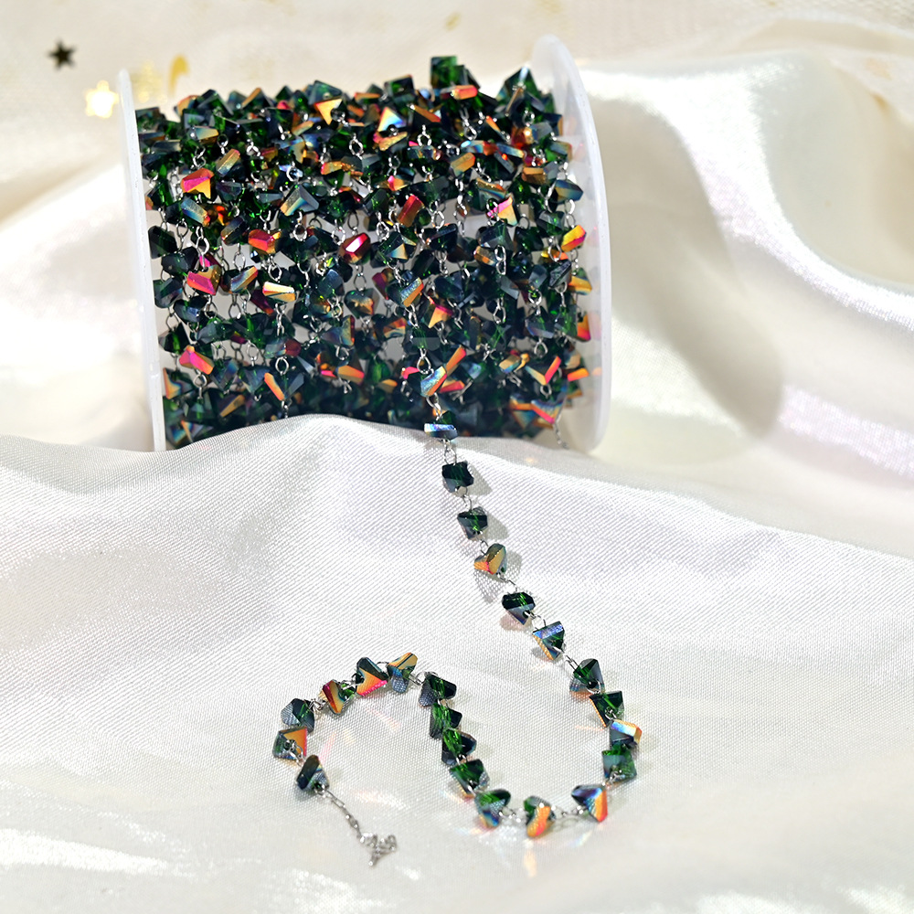 Lt039-silver chain dark green