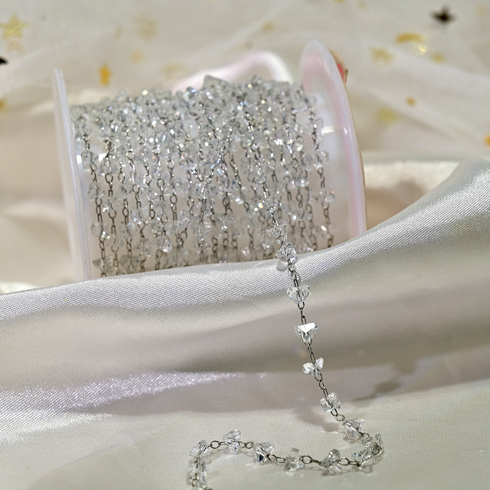 Lt044-silver chain white ab