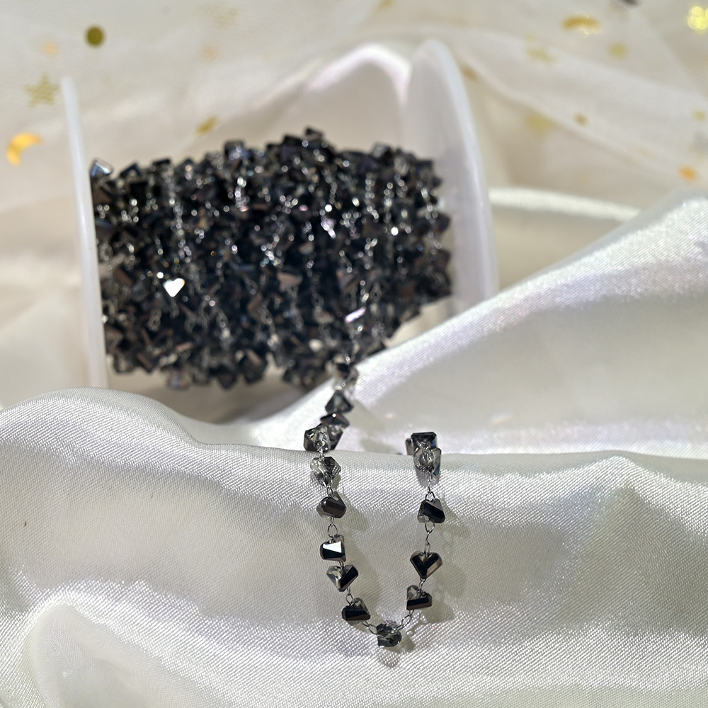 Lt046-silver chain semi-transparent black