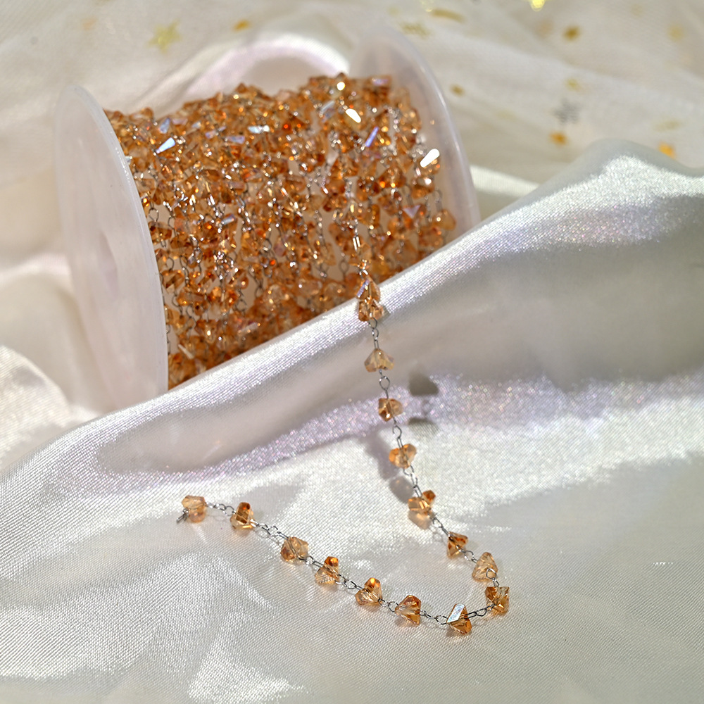 Lt049-silver chain amber gold
