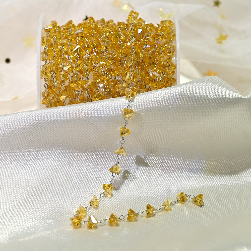 Lt062-silver chain light yellow ab
