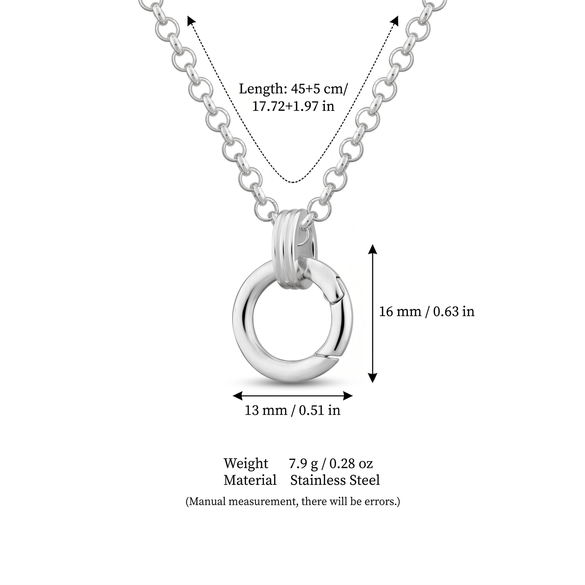 Steel color spring buckle chain b (13mm)