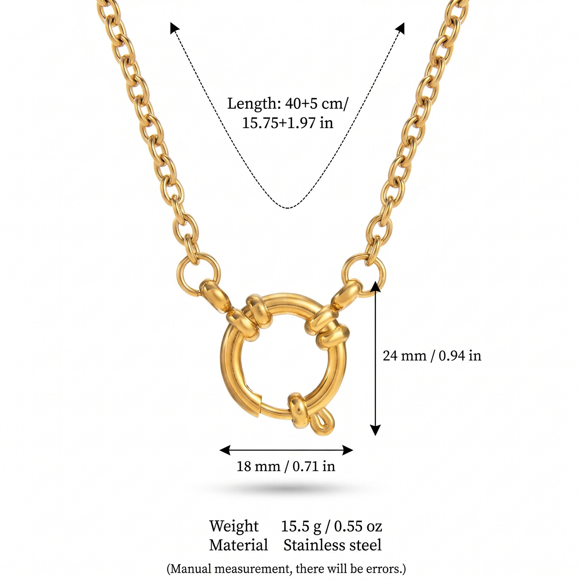 18mm sailor buckle round pearl chain