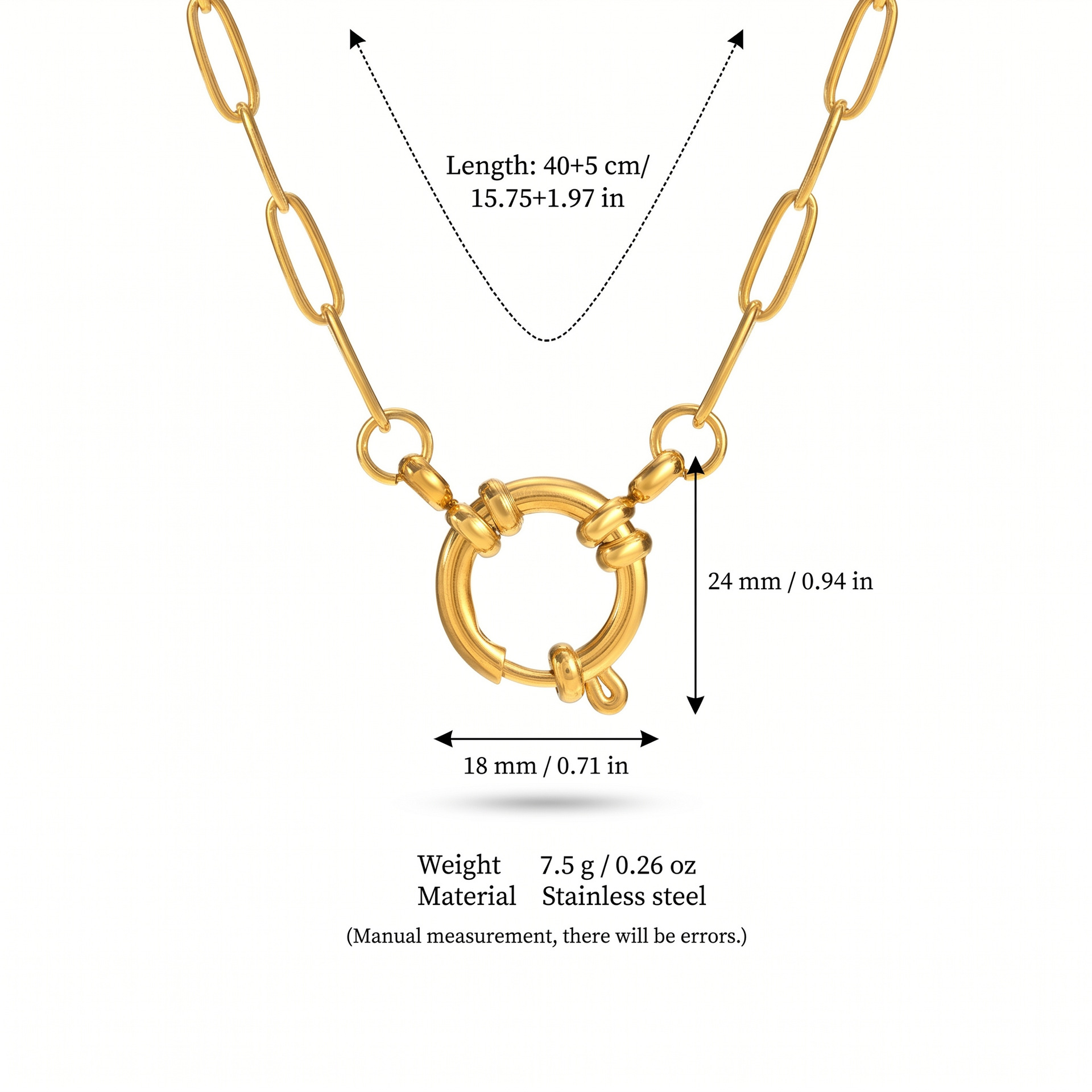 18mm sailor buckle paper clip chain