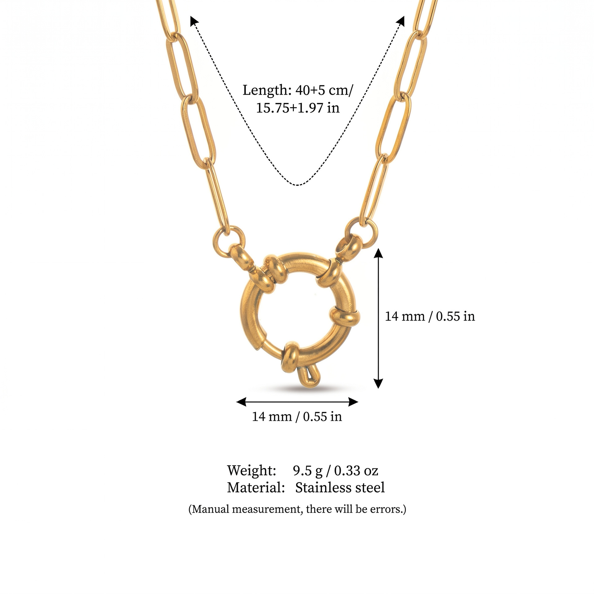 Paperclip sailor buckle chain 40+5cm