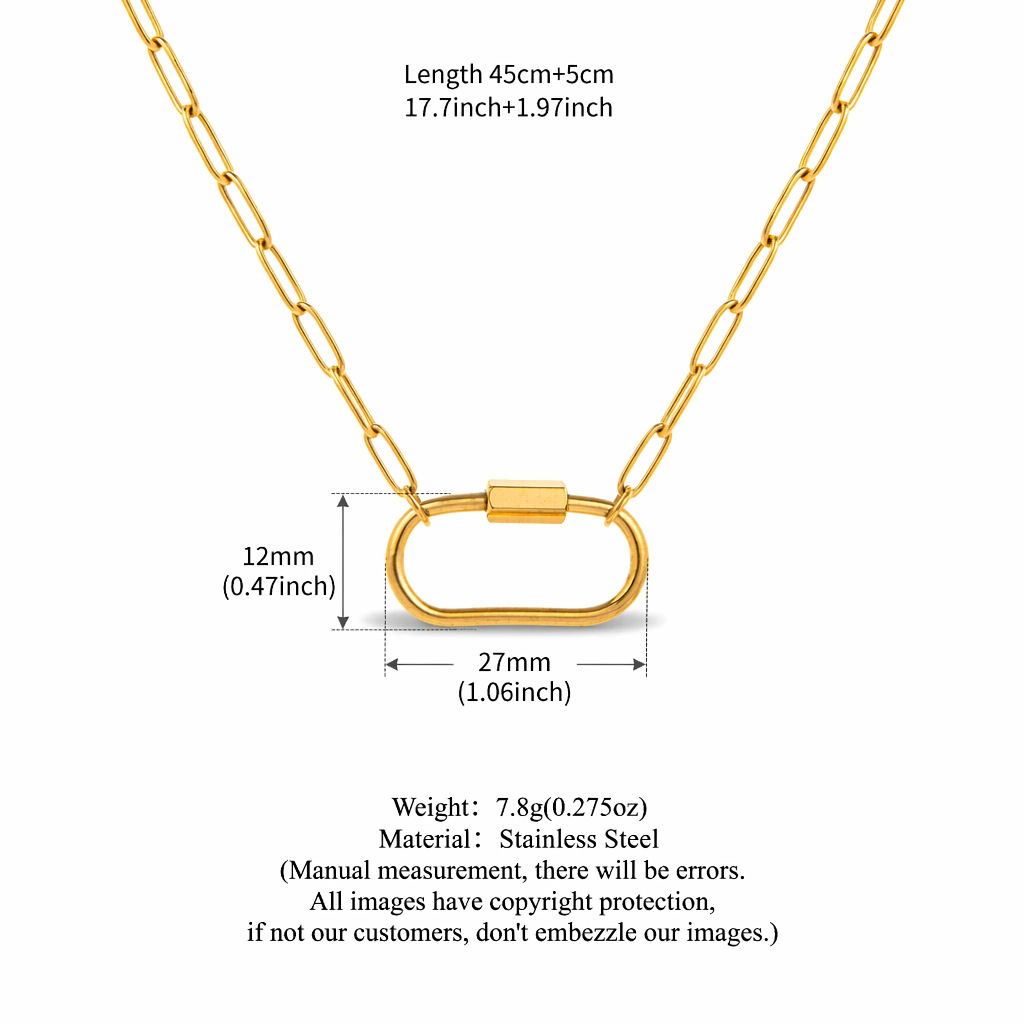 Paperclip large oval carabiner chain (gold)
