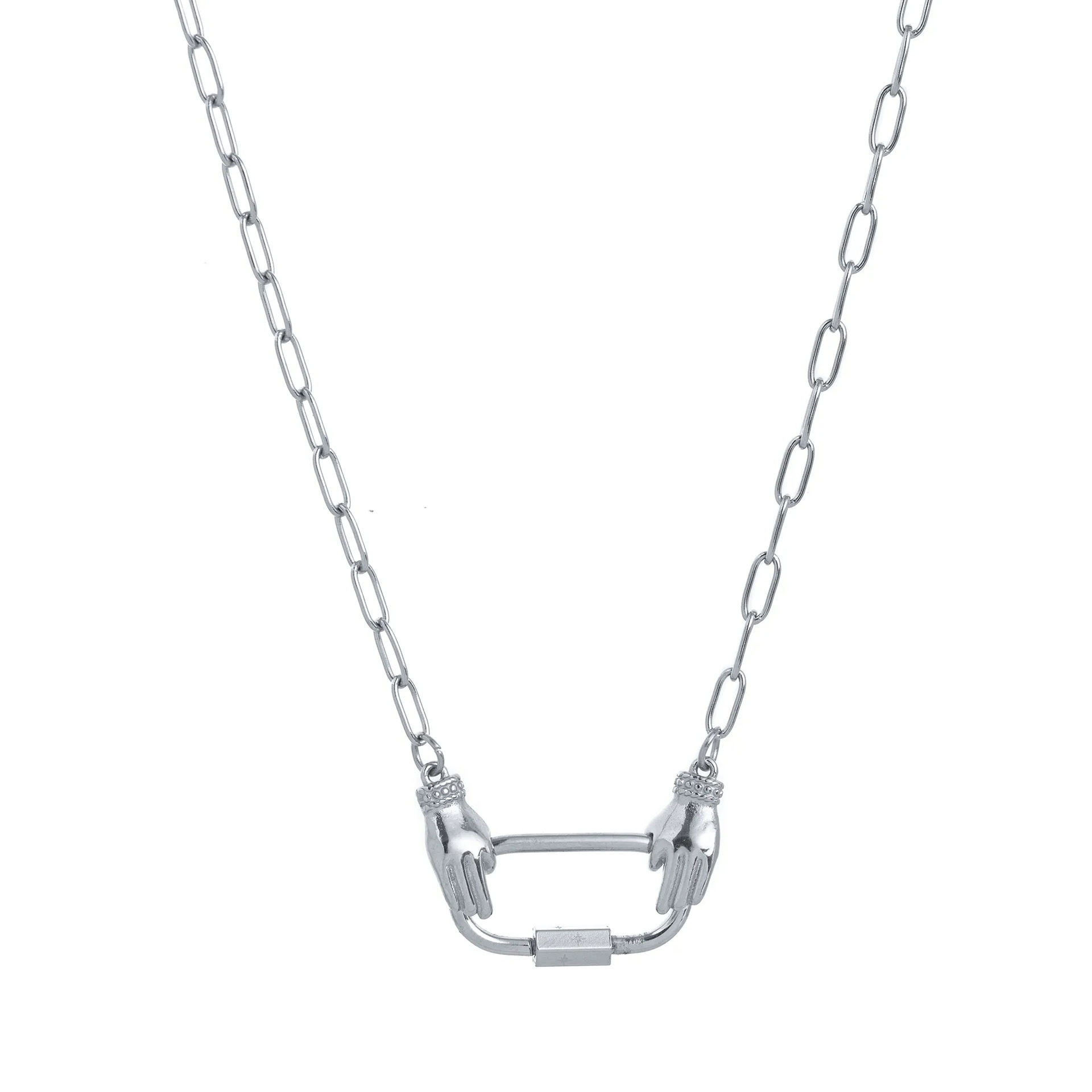 Silver hand necklace