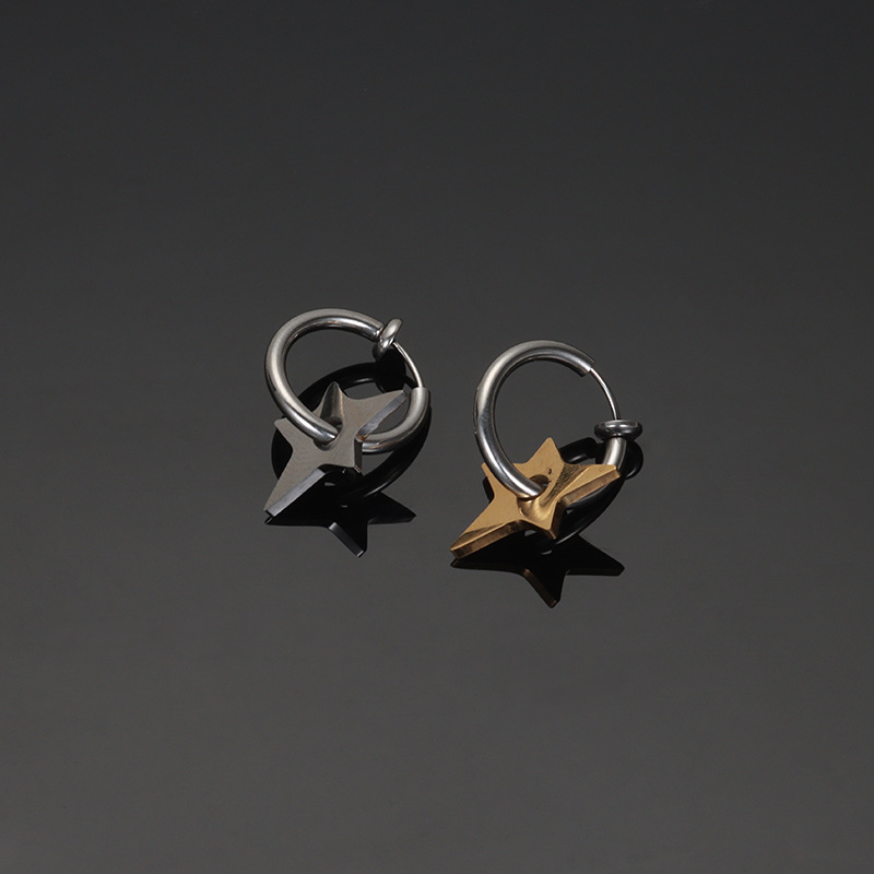 E001 steel ear clip gold five stars, 1