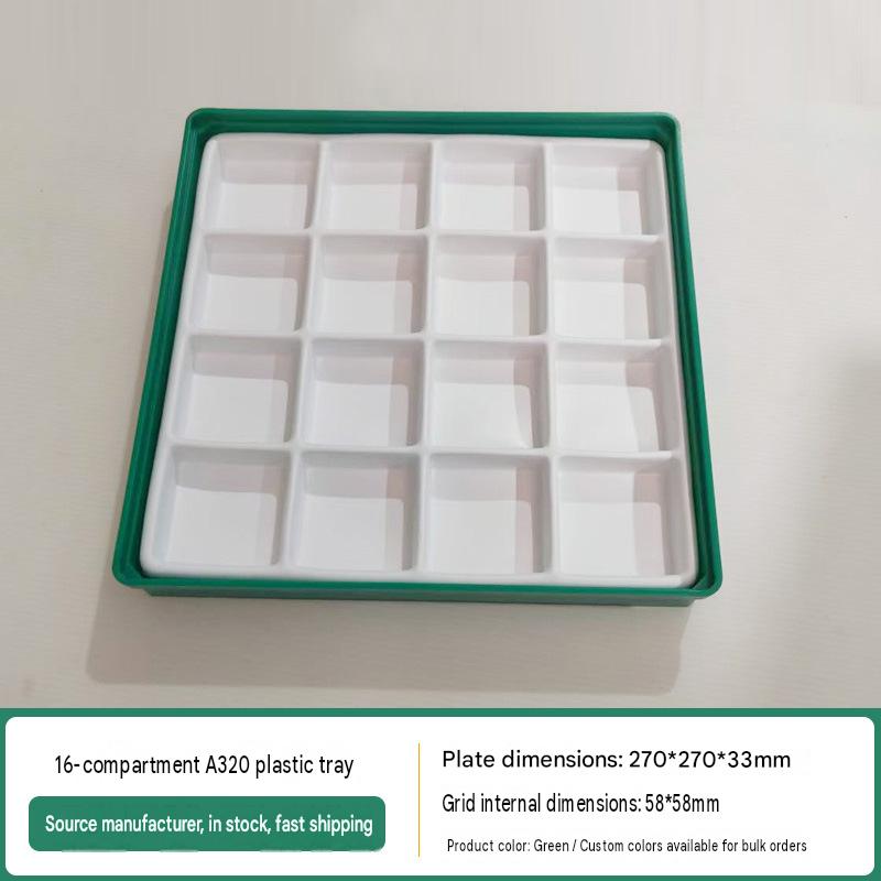 16-compartment plastic tray