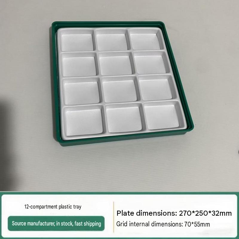 12-compartment plastic tray