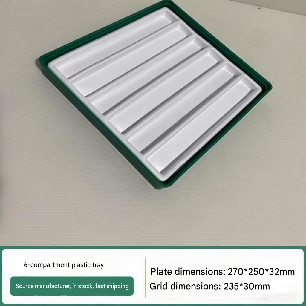 6-compartment plastic tray