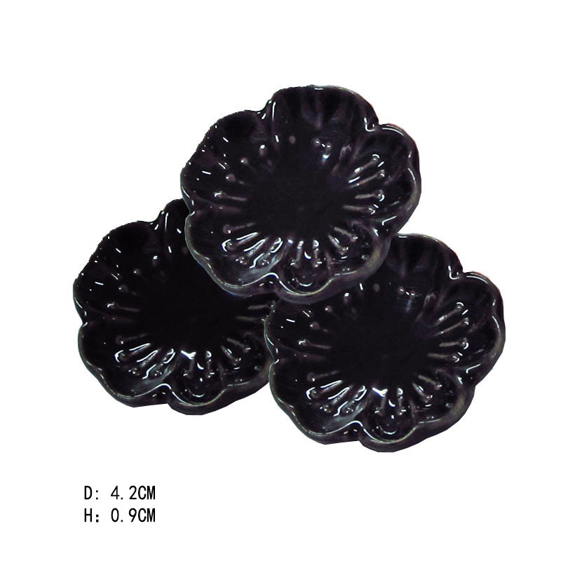 Sakura ceramic incense holder (black)