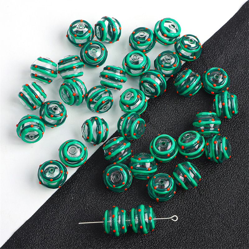 14mm water wave style green circle 1 piece