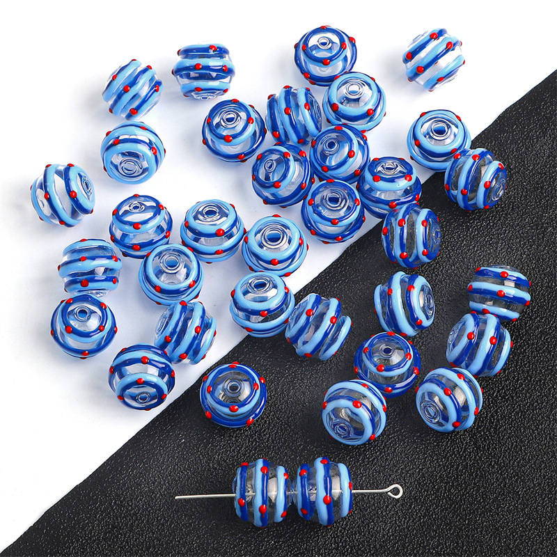 14mm water wave style blue circle 1 piece