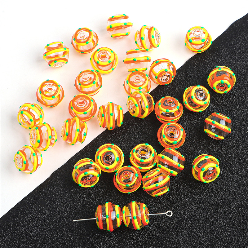 14mm water wave style orange circle 1 piece